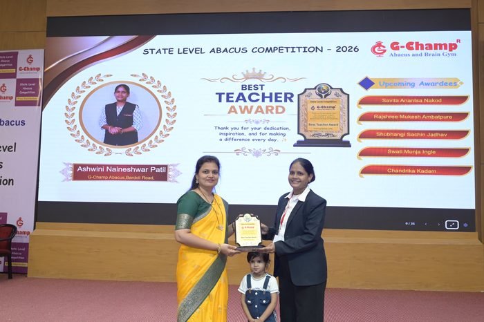 Ashwini Naineshwar Patil — Best Teacher at the G-Champ State Level Abacus Competition 2026
