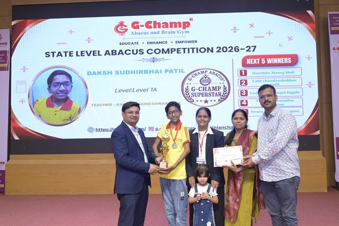 Daksh Sudhirbhai Patil — G-Champ Super Star, Level 1A, at the G-Champ State Level Abacus Competition 2026