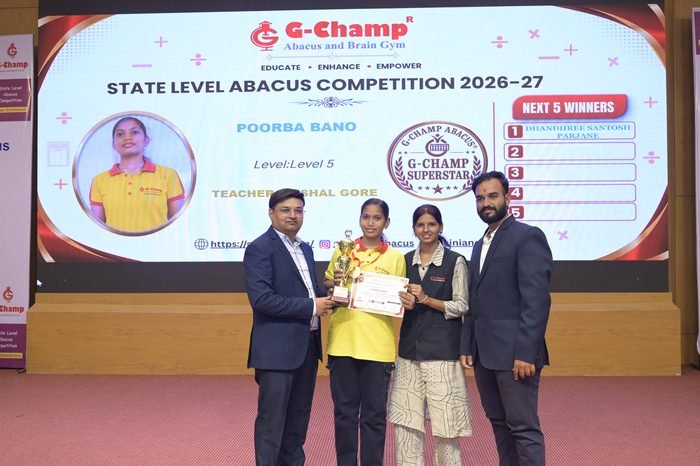 Poorba bano — G-Champ Super Star, Level 5, at the G-Champ State Level Abacus Competition 2026