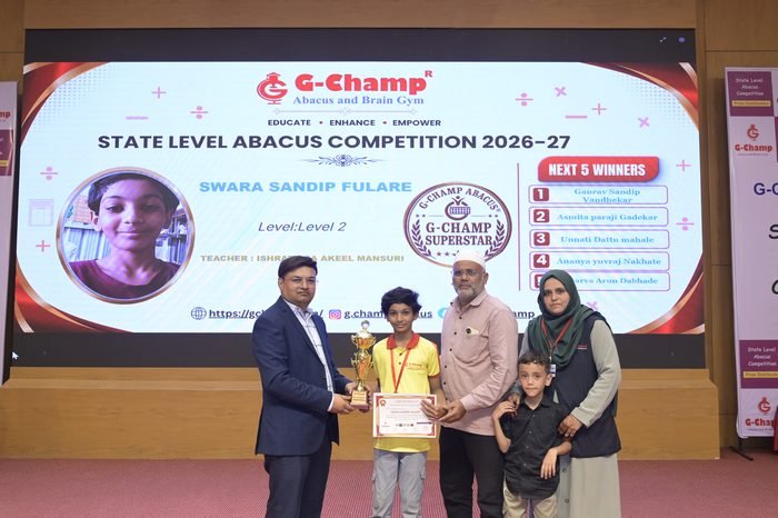 Swara sandip fulare — G-Champ Super Star, Level 2, at the G-Champ State Level Abacus Competition 2026