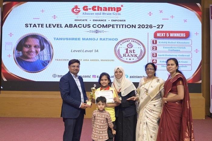 Tanushree Manoj Rathod — G-Champ Super Star, Level 1A, at the G-Champ State Level Abacus Competition 2026
