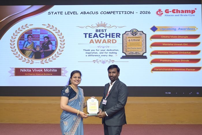 Nikita Vivek Mohite — Best Teacher at the G-Champ State Level Abacus Competition 2026