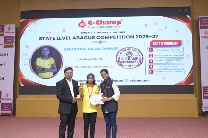 Anushka Vilas Pawar — G-Champ Super Star, Level 1A, at the G-Champ State Level Abacus Competition 2026