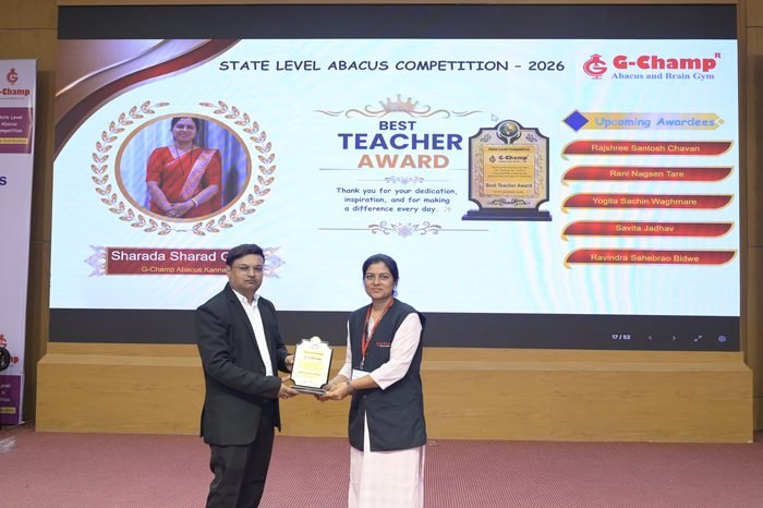 Sharada Sharad Gavali — Best Teacher at the G-Champ State Level Abacus Competition 2026
