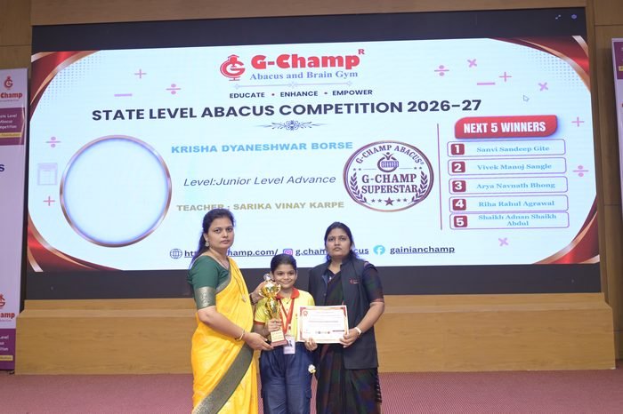 Krisha dyaneshwar borse — G-Champ Super Star, Junior Level Advance, at the G-Champ State Level Abacus Competition 2026
