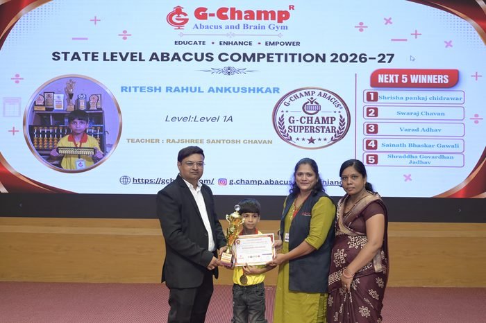 Ritesh Rahul Ankushkar — G-Champ Super Star, Level 1A, at the G-Champ State Level Abacus Competition 2026