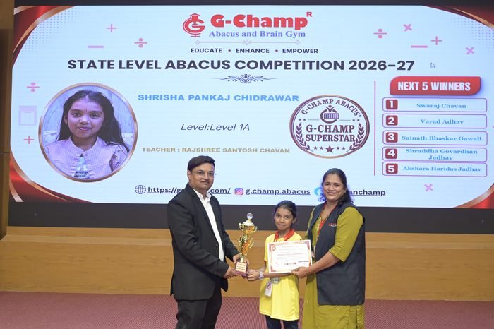 Shrisha pankaj chidrawar — G-Champ Super Star, Level 1A, at the G-Champ State Level Abacus Competition 2026