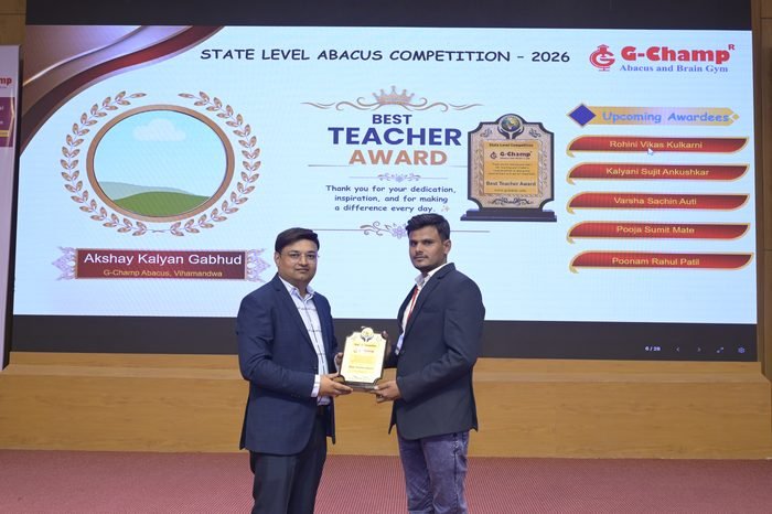 Akshay Kalyan Gabhud — Best Teacher at the G-Champ State Level Abacus Competition 2026