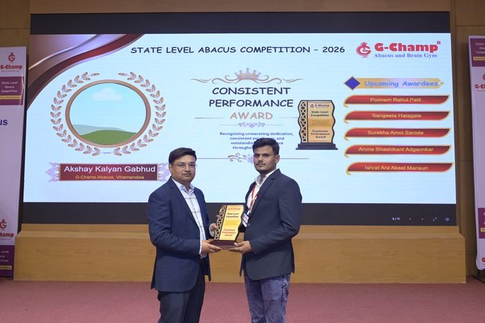 Akshay Kalyan Gabhud — Consistent Performance Award at the G-Champ State Level Abacus Competition 2026