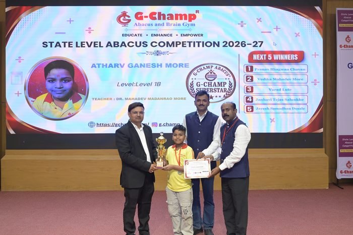 Atharv Ganesh More — G-Champ Super Star, Level 1B, at the G-Champ State Level Abacus Competition 2026