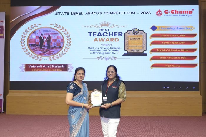 vaishali Amit kalantri — Best Teacher at the G-Champ State Level Abacus Competition 2026