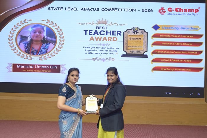 Manisha Umesh Giri — Best Teacher at the G-Champ State Level Abacus Competition 2026