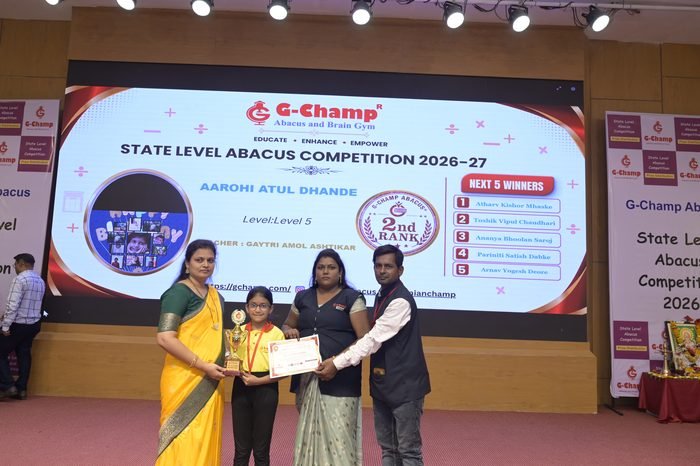 Aarohi Atul Dhande — 2nd Rank, Level 5, at the G-Champ State Level Abacus Competition 2026