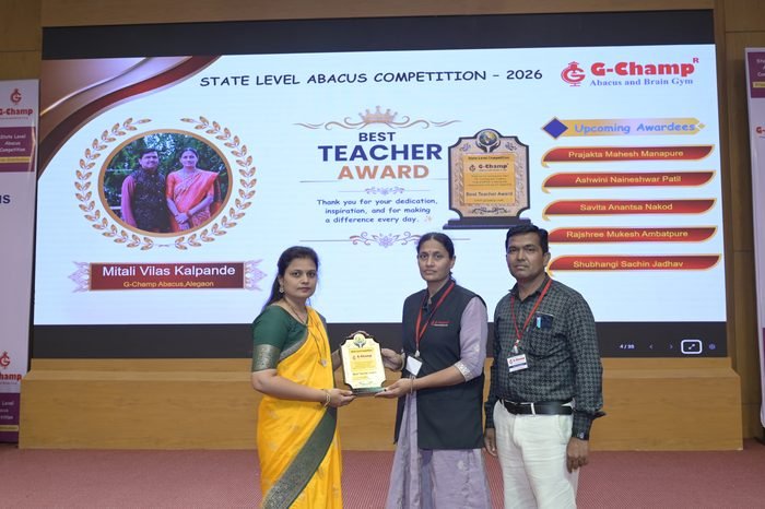 Mitali Vilas kalpande — Best Teacher at the G-Champ State Level Abacus Competition 2026
