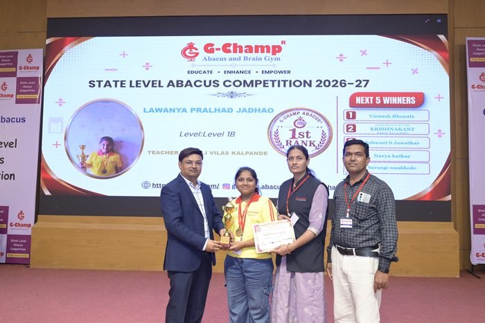 Lawanya Pralhad Jadhao — 1st Rank, Level 1B, at the G-Champ State Level Abacus Competition 2026