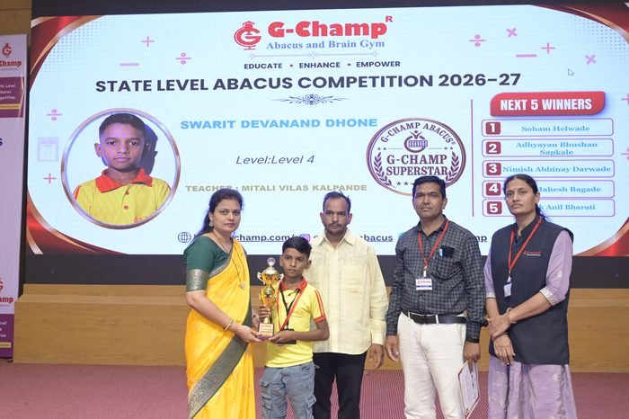 Swarit Devanand Dhone — G-Champ Super Star, Level 4, at the G-Champ State Level Abacus Competition 2026