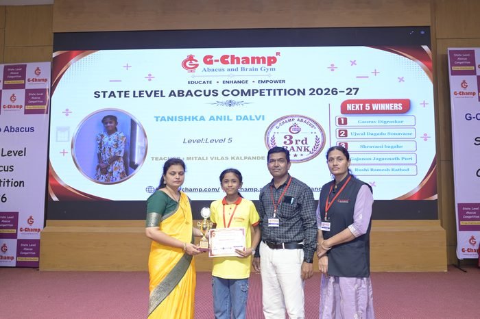 Tanishka Anil Dalvi — 3rd Rank, Level 5, at the G-Champ State Level Abacus Competition 2026