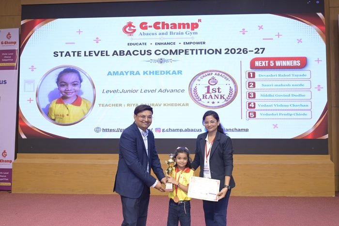 Amayra Khedkar — G-Champ Super Star, Level 1A, at the G-Champ State Level Abacus Competition 2026