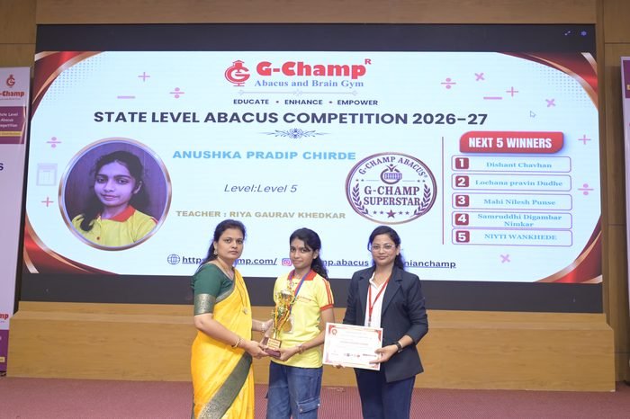 Anushka Pradip Chirde — G-Champ Super Star, Level 5, at the G-Champ State Level Abacus Competition 2026