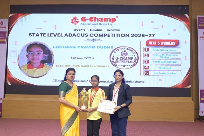 Lochana pravin Dudhe — G-Champ Super Star, Level 3, at the G-Champ State Level Abacus Competition 2026