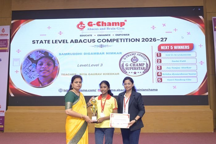 Samruddhi Digambar Nimkar — G-Champ Super Star, Level 3, at the G-Champ State Level Abacus Competition 2026