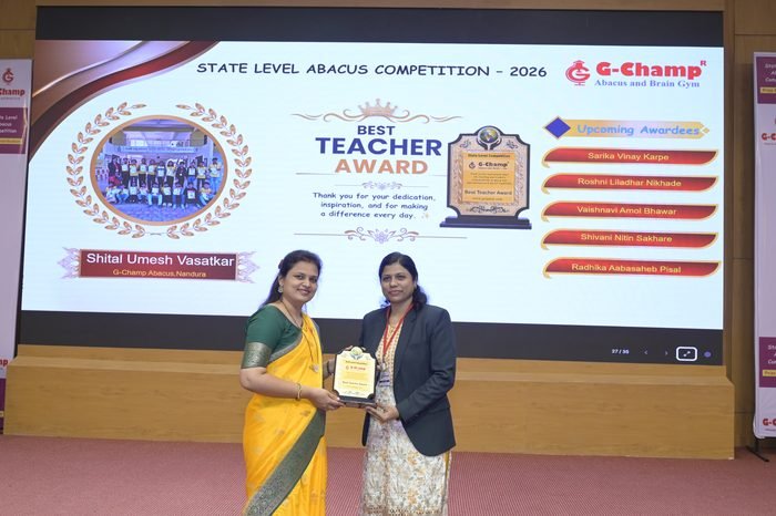 Shital Umesh Vasatkar — Best Teacher at the G-Champ State Level Abacus Competition 2026