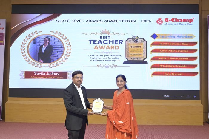 Savita Jadhav — Best Teacher at the G-Champ State Level Abacus Competition 2026