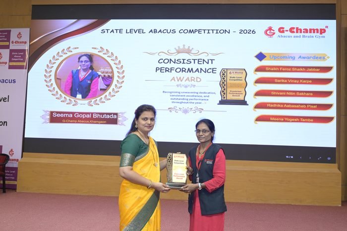 Seema Gopal Bhutada — Consistent Performance Award at the G-Champ State Level Abacus Competition 2026