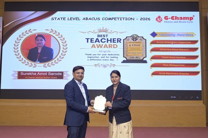 Surekha Amol Sarode — Best Teacher at the G-Champ State Level Abacus Competition 2026