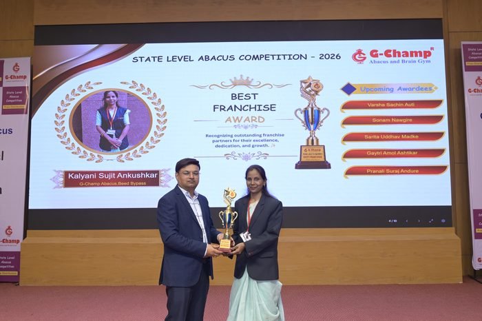 Kalyani Sujit Ankushkar — Best Franchise at the G-Champ State Level Abacus Competition 2026