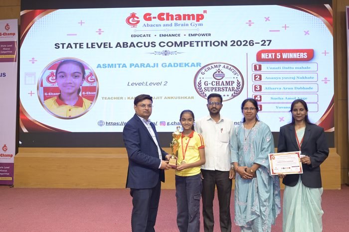 Asmita paraji Gadekar — G-Champ Super Star, Level 2, at the G-Champ State Level Abacus Competition 2026