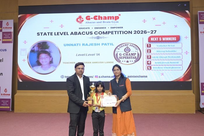 Unnati Rajesh Patil — G-Champ Super Star, Level 1A, at the G-Champ State Level Abacus Competition 2026