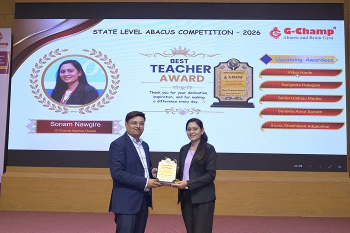 Sonam Nawgire — Best Teacher at the G-Champ State Level Abacus Competition 2026