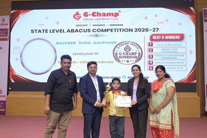 Rajveer  Sunil Galphade — G-Champ Super Star, Level 1A, at the G-Champ State Level Abacus Competition 2026