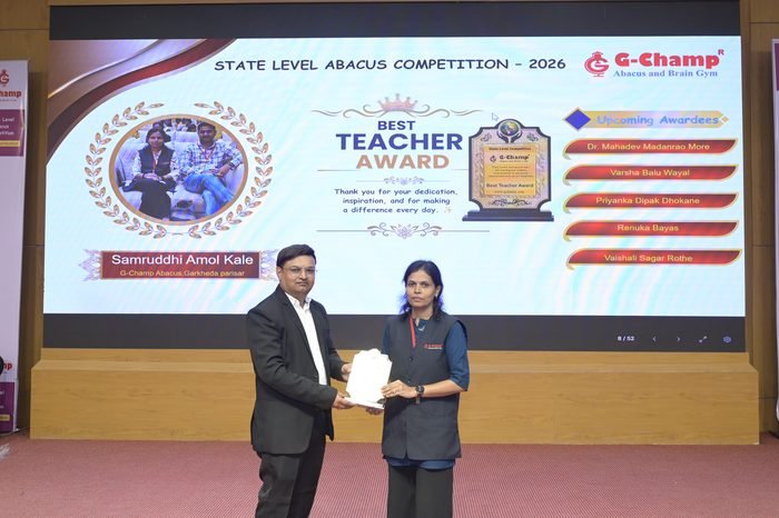 Samruddhi Amol Kale — Best Teacher at the G-Champ State Level Abacus Competition 2026