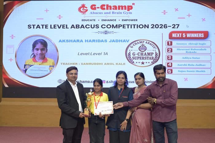 Akshara Haridas Jadhav — G-Champ Super Star, Level 1A, at the G-Champ State Level Abacus Competition 2026