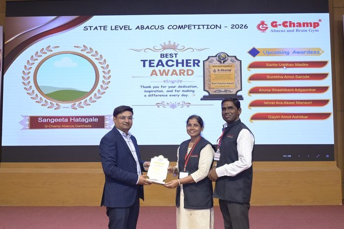 Sangeeta Hatagale — Best Teacher at the G-Champ State Level Abacus Competition 2026