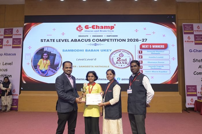 Sambodhi Baban Ukey — 2nd Rank, Level 6, at the G-Champ State Level Abacus Competition 2026