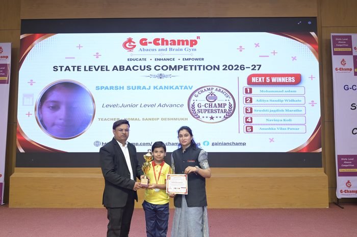 Sparsh Suraj Kankatav — G-Champ Super Star, Junior Level Advance, at the G-Champ State Level Abacus Competition 2026