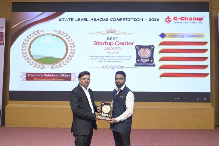 Ravindra Sahebrao Bidwe — Best Startup Award at the G-Champ State Level Abacus Competition 2026