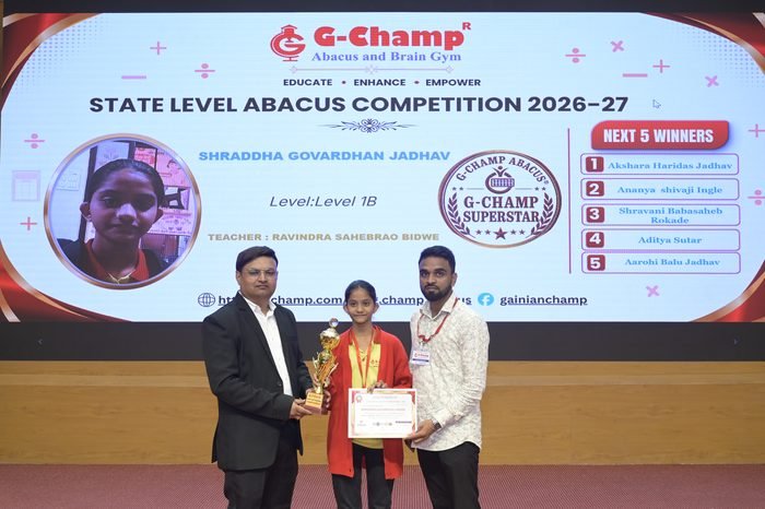 Shraddha Govardhan Jadhav — G-Champ Super Star, Level 1B, at the G-Champ State Level Abacus Competition 2026