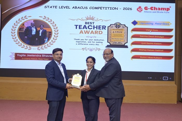 YOGITA JEETENDRA BHAVSAR — Best Teacher at the G-Champ State Level Abacus Competition 2026