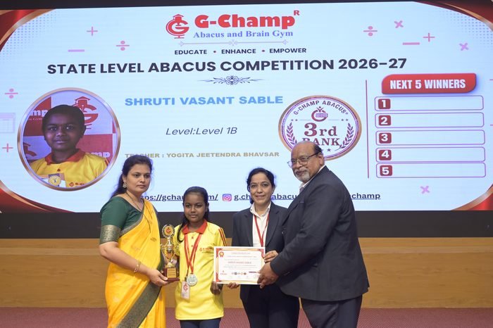 SHRUTI VASANT SABLE — 3rd Rank, Level 1B, at the G-Champ State Level Abacus Competition 2026