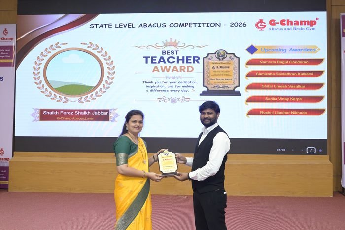 Shaikh Feroz Shaikh Jabbar — Best Teacher at the G-Champ State Level Abacus Competition 2026