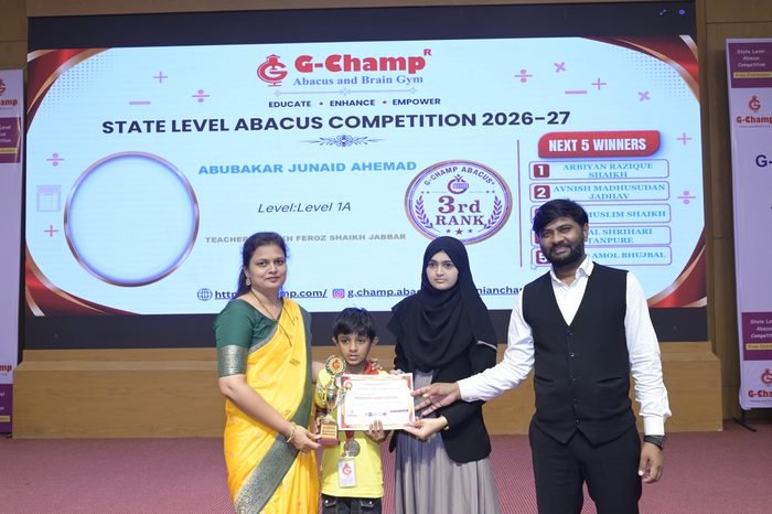 ABUBAKAR JUNAID AHEMAD — 3rd Rank, Level 1A, at the G-Champ State Level Abacus Competition 2026