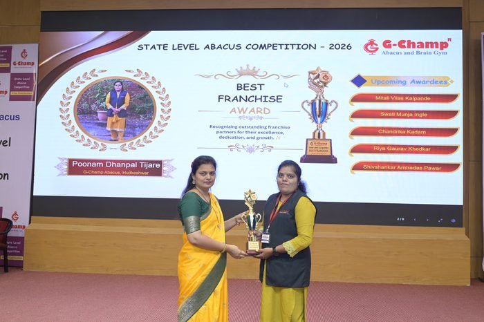 Poonam Dhanpal Tijare — Best Franchise at the G-Champ State Level Abacus Competition 2026