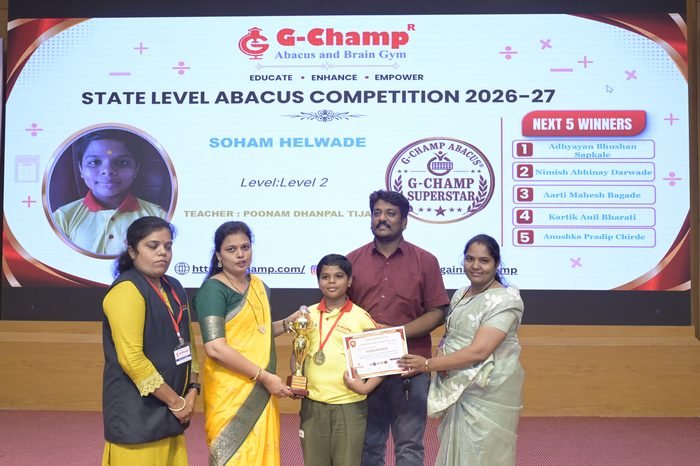 Soham Helwade — G-Champ Super Star, Level 2, at the G-Champ State Level Abacus Competition 2026