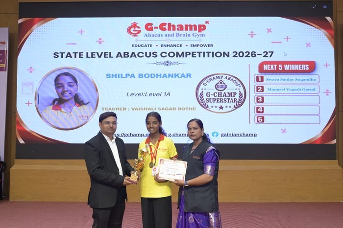 Shilpa Bodhankar — G-Champ Super Star, Level 1A, at the G-Champ State Level Abacus Competition 2026