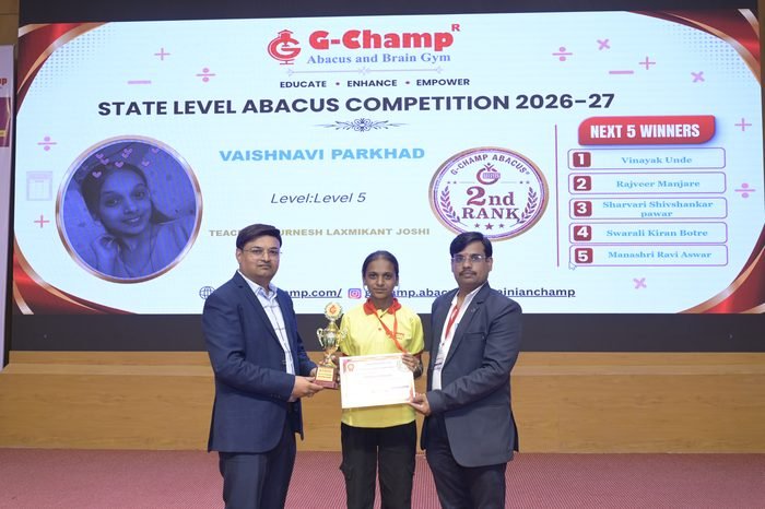 Vaishnavi Parkhad — 2nd Rank, Level 5, at the G-Champ State Level Abacus Competition 2026