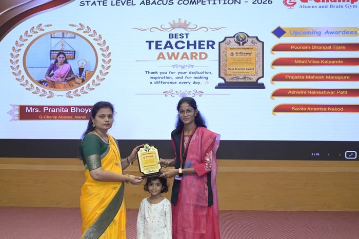 Mrs. Pranita Bhoyate — Best Teacher at the G-Champ State Level Abacus Competition 2026